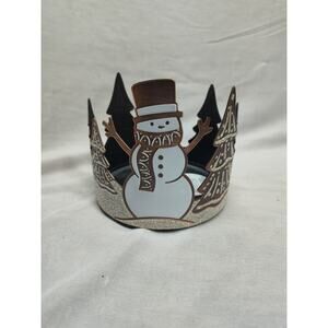 Bath & Body Works BABW Glitter Snowman 3-Wick Candle Holder For 14.5 Oz Candle